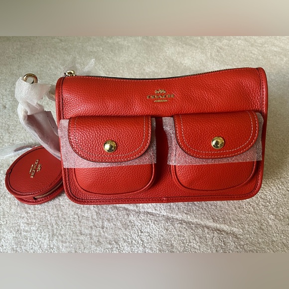 NWT Coach Pennie Crossbody Bag with Coin Case in Mango color - Picture 2 of 9